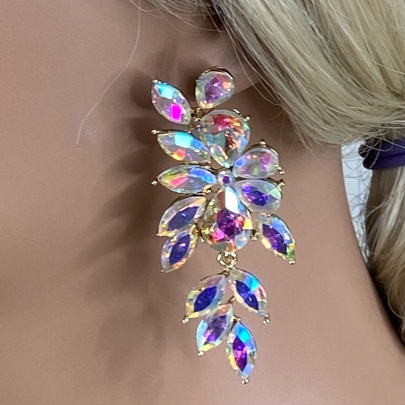 AB Crystal Chandelier Earrings for Bridal, Prom, Pageant, Holiday - Picture 9 of 9